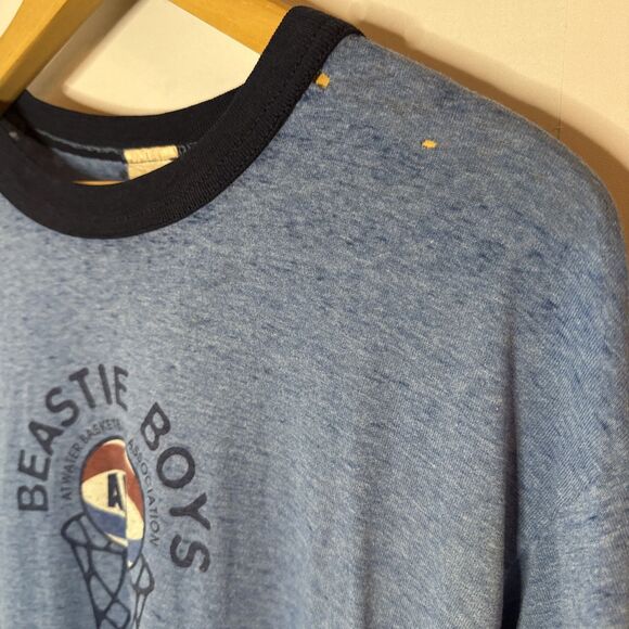 Vtg 90s Beastie Boys Lg Atwater Basketball Association Ringer T-Shirt Destroyed - Picture 4 of 8